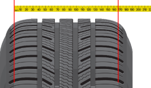 Đo chiều rộng lốp xe ô tô 165mm